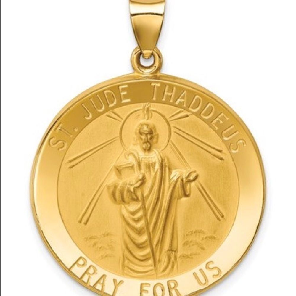New, 14k Gold Saint Jude Thaddeus Pray For Us Religious Medal